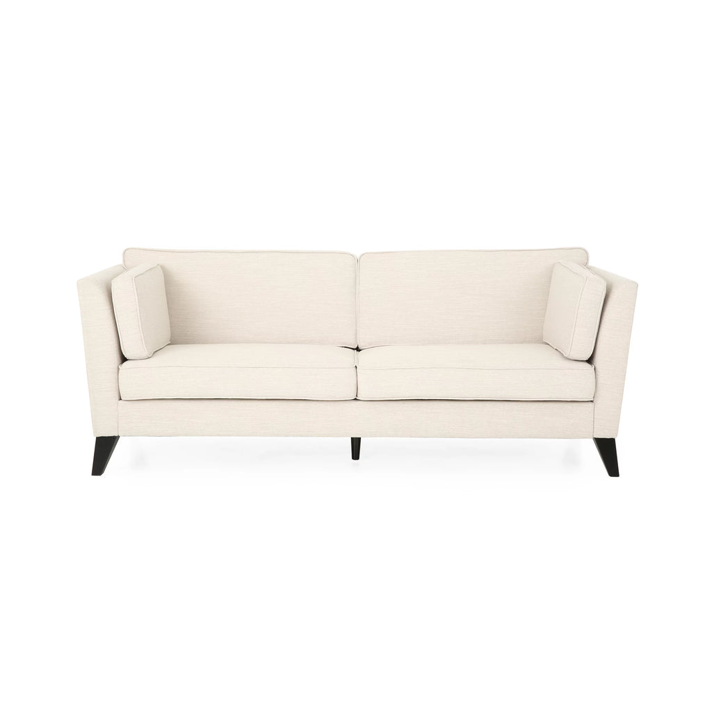 Beige and Dark Brown Fabric 3 Seater Sofa O94196