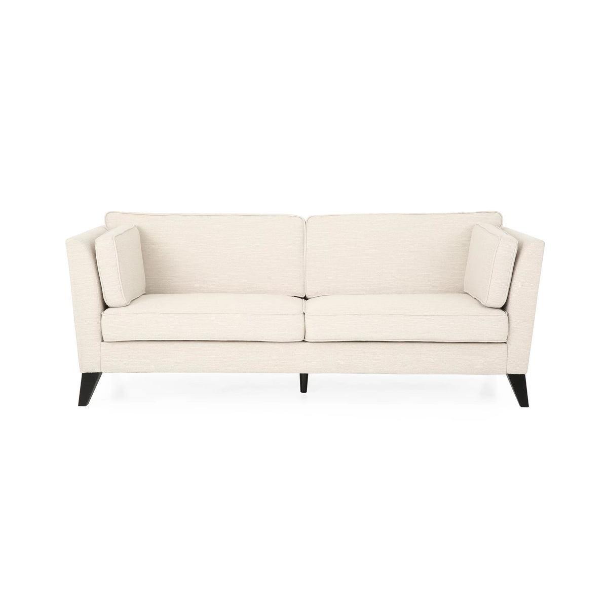 Beige and Dark Brown Fabric 3 Seater Sofa O94196