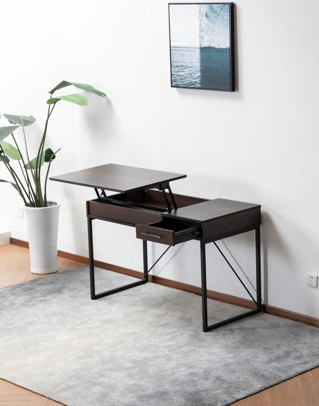 Dark Brown Wood Lift Top Desk with Drawer B4685