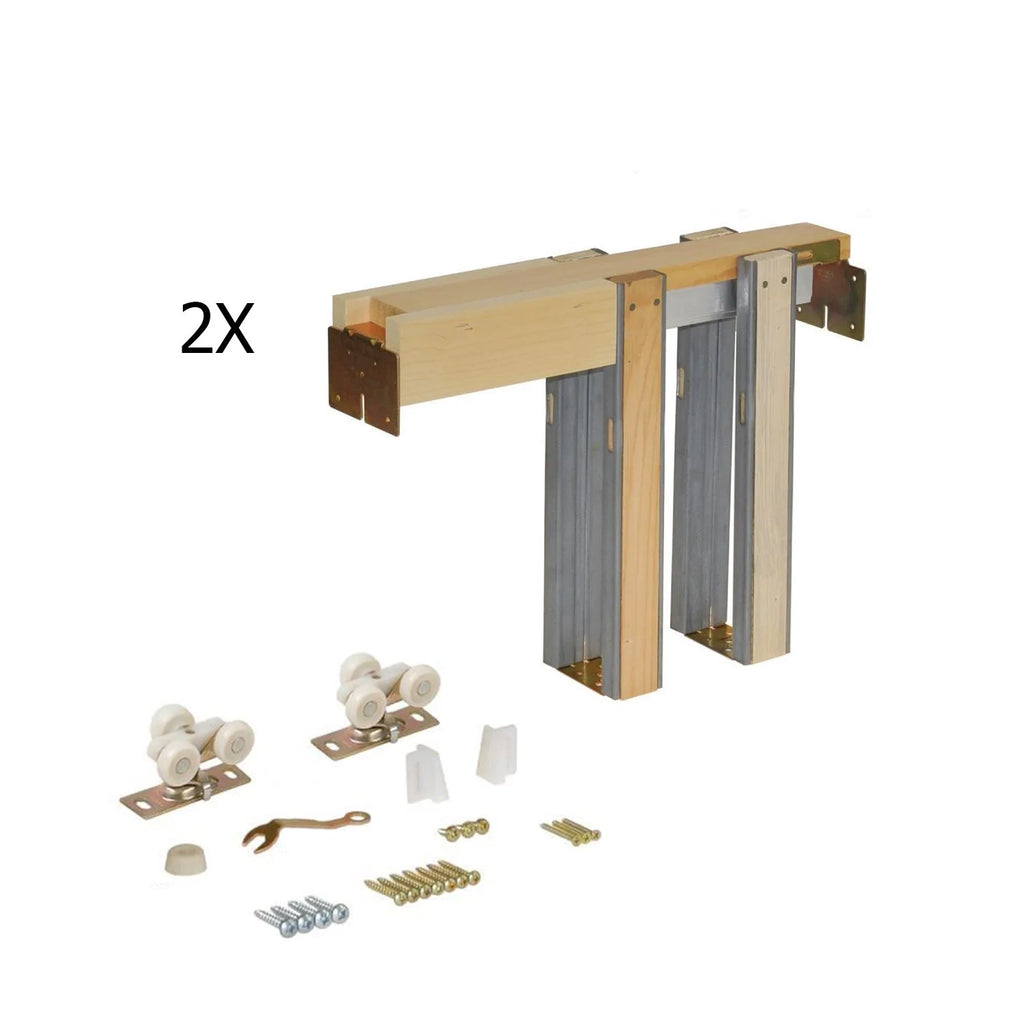 Sliding French Double Pocket Doors 36 x 84 inches Opaque Glass Matte White MDF Interior Doors X20083