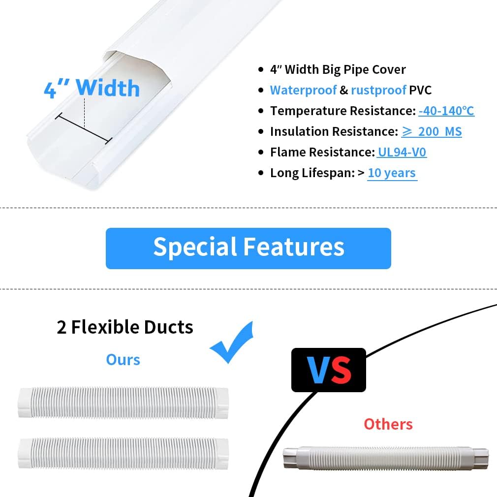 4'' 17 Ft PVC Decorative Pipe Line Cover Kit, Pack of 2 E25265