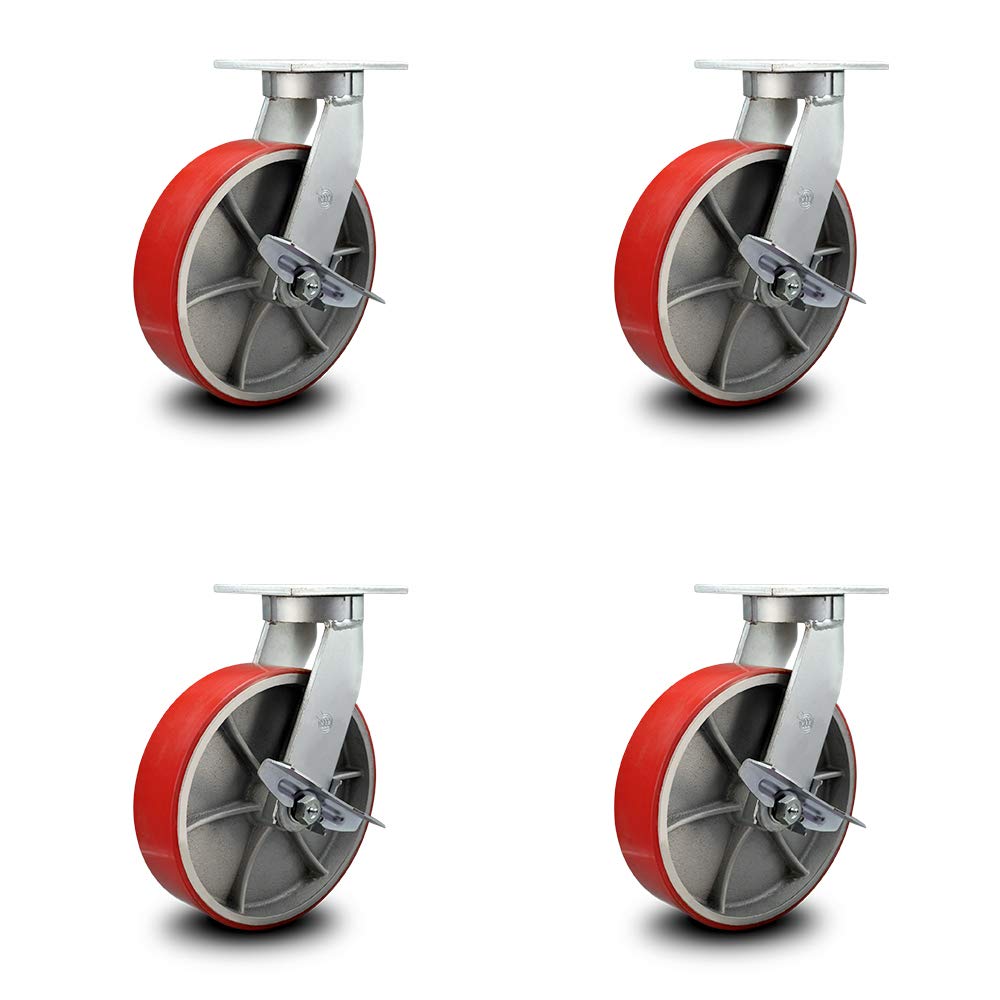 Red Polyurethane Tread Swivel Caster with Bolt on Swivel Lock H765