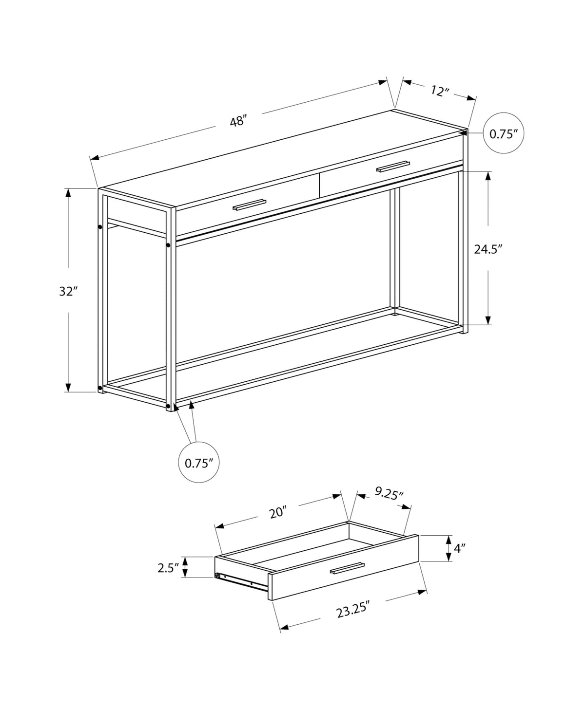 Narrow Grey Metal Accent Table R74322