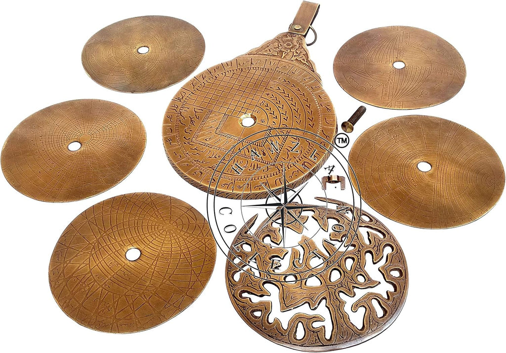 Vintage Antique Brass Astrolabe 8 Arabic Globe Navigation Astrological Calendar V386409