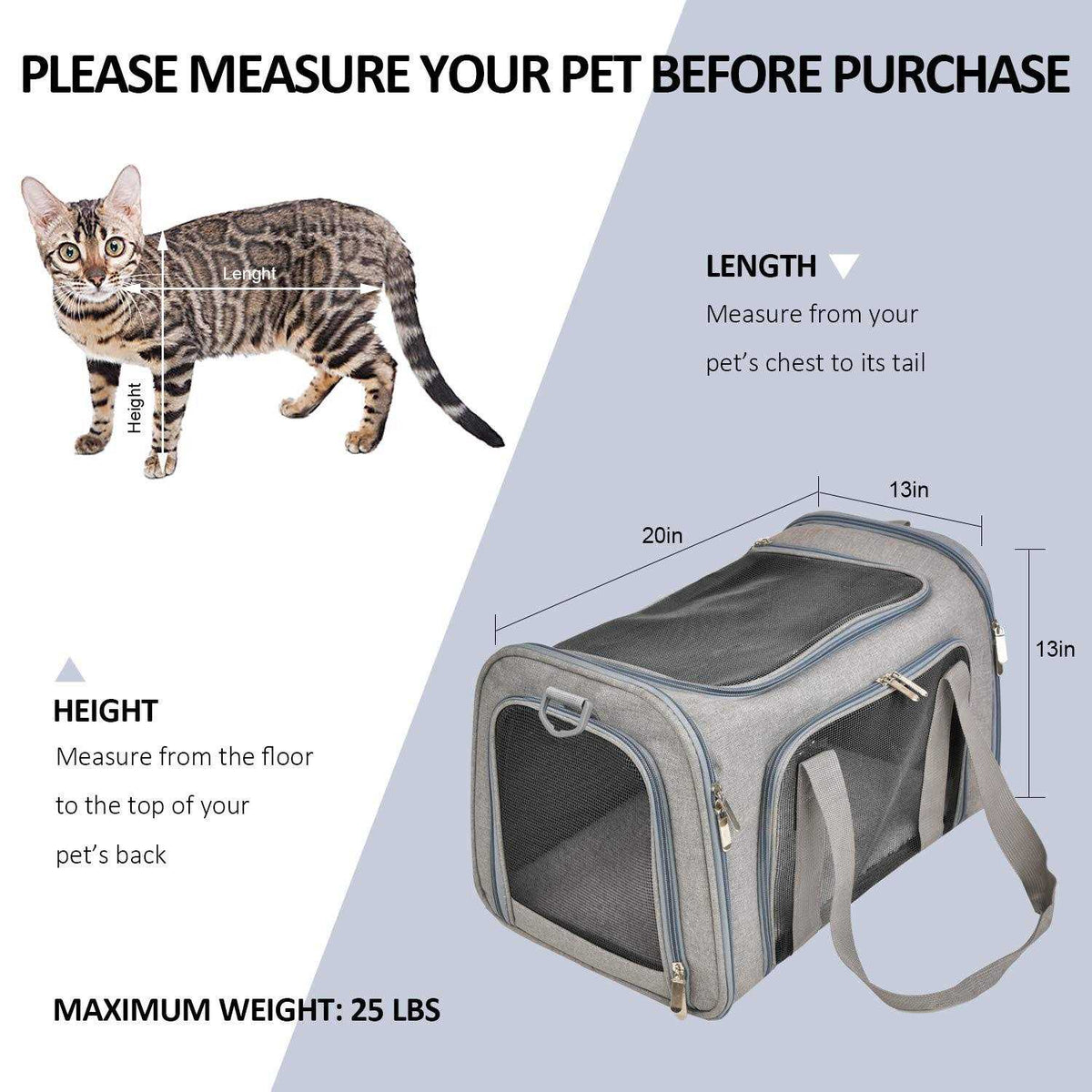 Cat Dog Pet Carrier for Small Medium Cats Puppies up to 15 Lbs R348