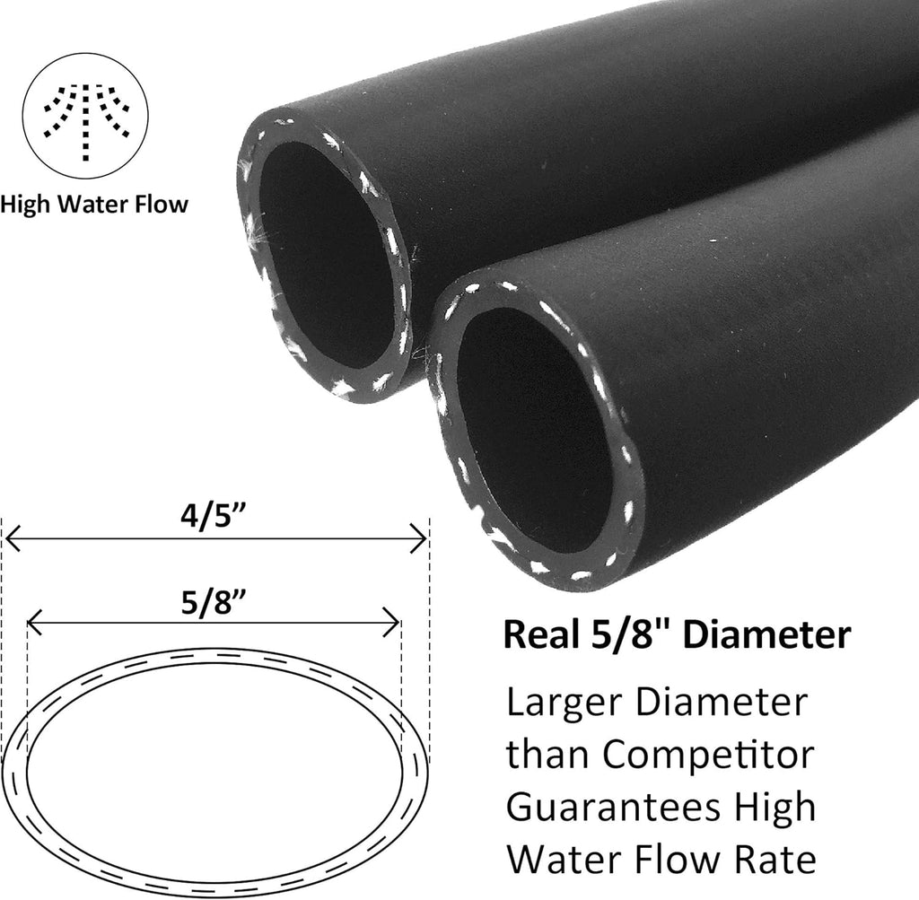 Hybrid Garden Hose 5/8" x 100ft, Heavy Duty, Flexible, Lightweight Water Hose with Grip Handle, Male to Female Fittings Pack of 2 G960