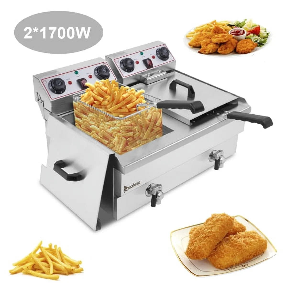 Electric Deep Fryer 16.9QT Stainless Steel Double Tank 3400W T991594