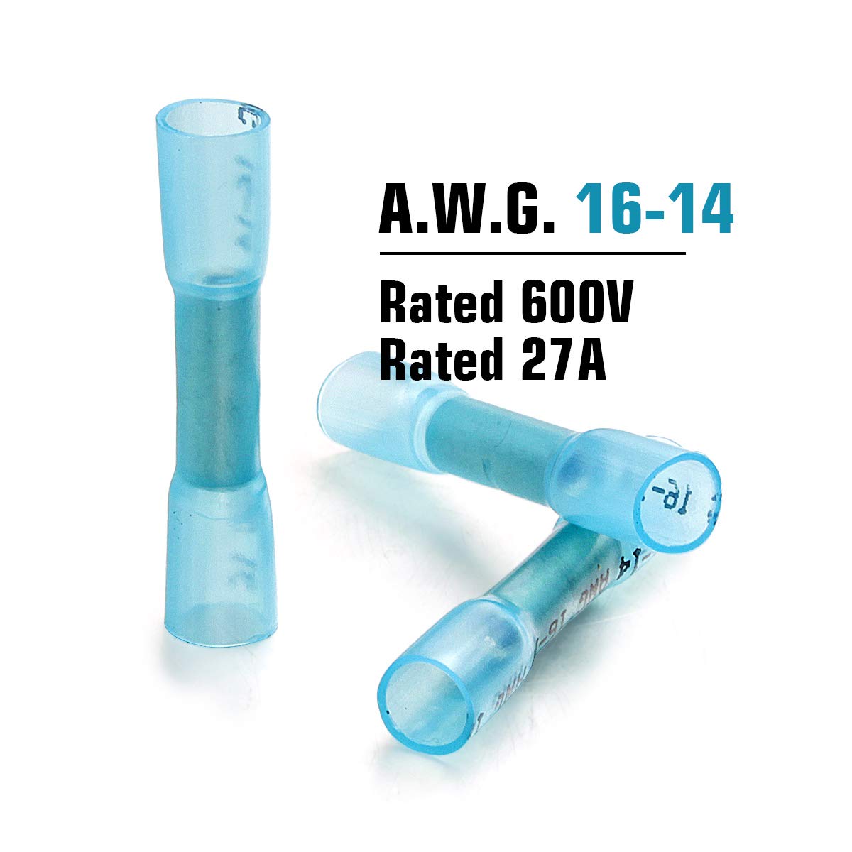 600PCS Heat Shrink Butt Connectors 16-14 AWG Waterproof Insulated Crimp Terminals (Blue) Pack of 2 X27336
