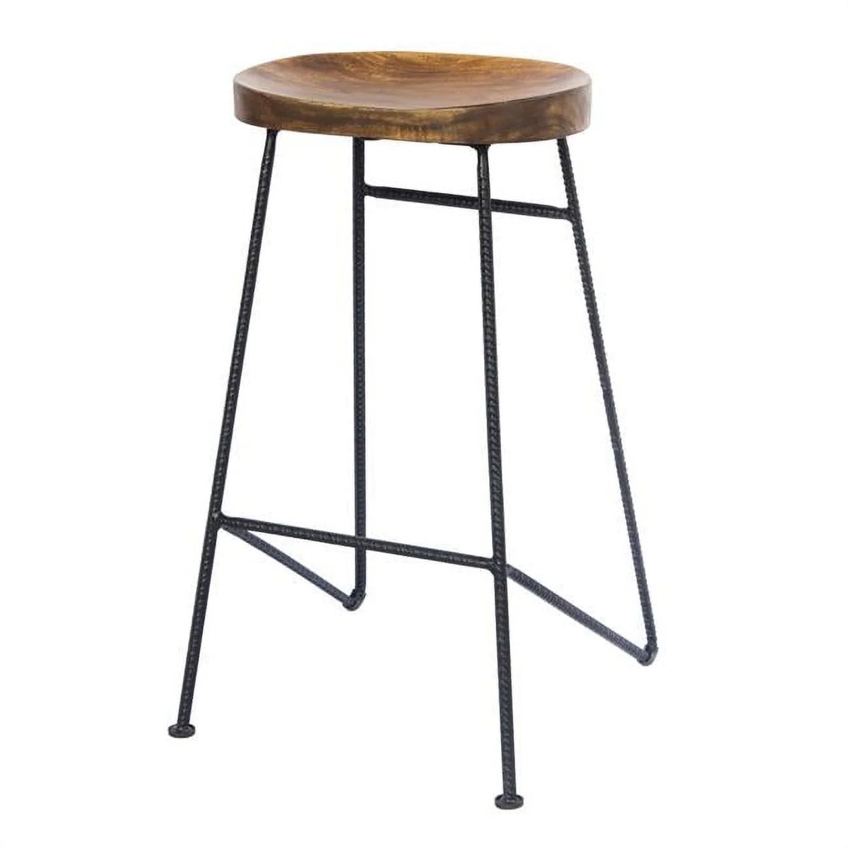 Brown & Black Mango Wood Bar Stool Y1695