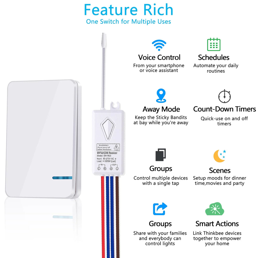 WiFi Mini Size Wireless 1-gang Switch B224112