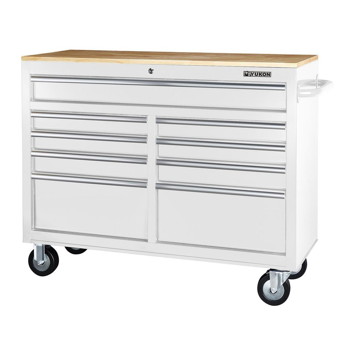 Black 9-Drawer Mobile Storage Cabinet with Solid Wood Top R98598