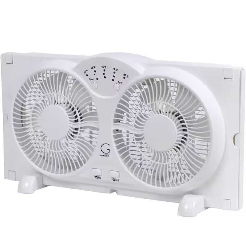 Twin Window Fan with 9 in. Blades Adjustable Thermostat Y67553