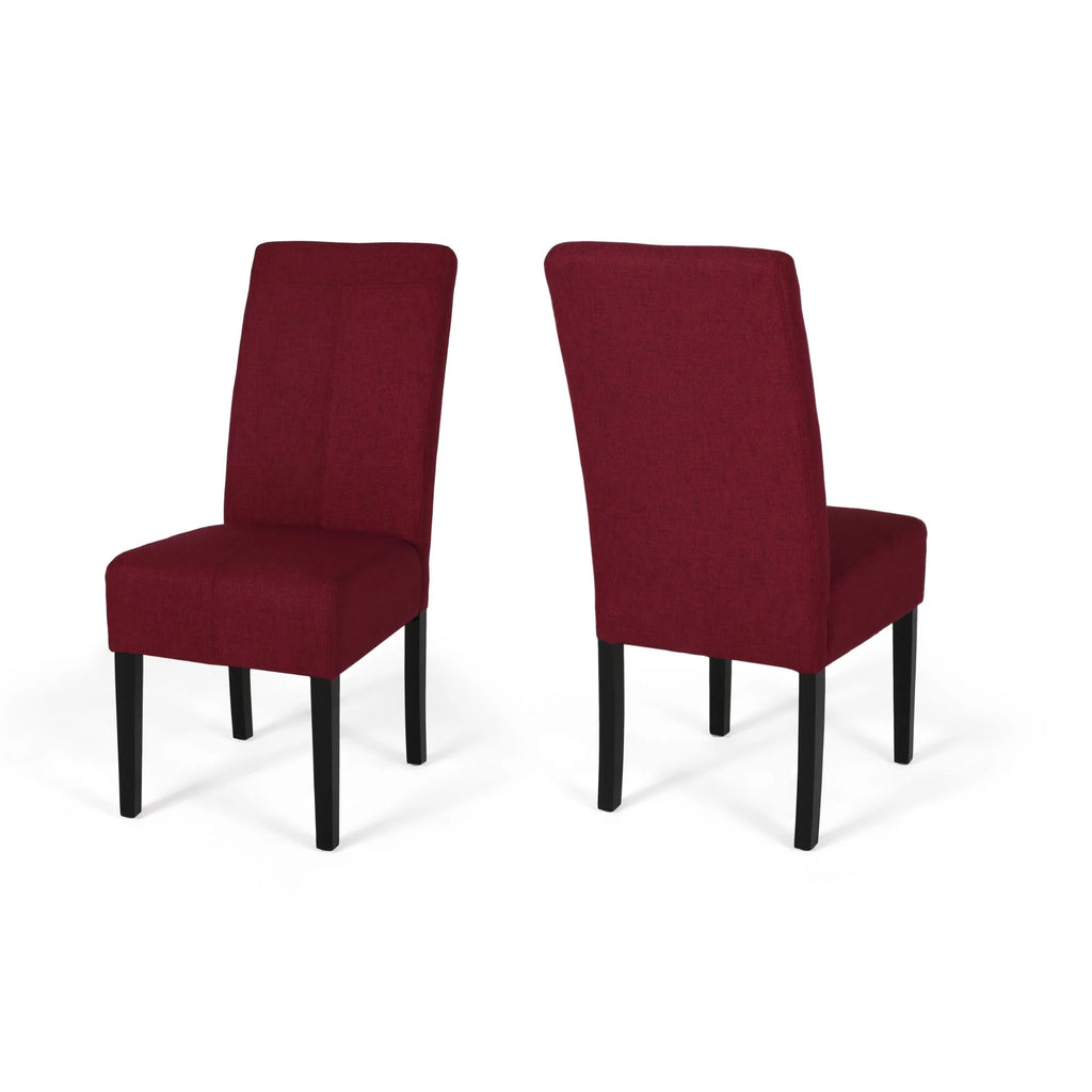 Set of 2 Deep Red Fabric Dining Chairs W2703