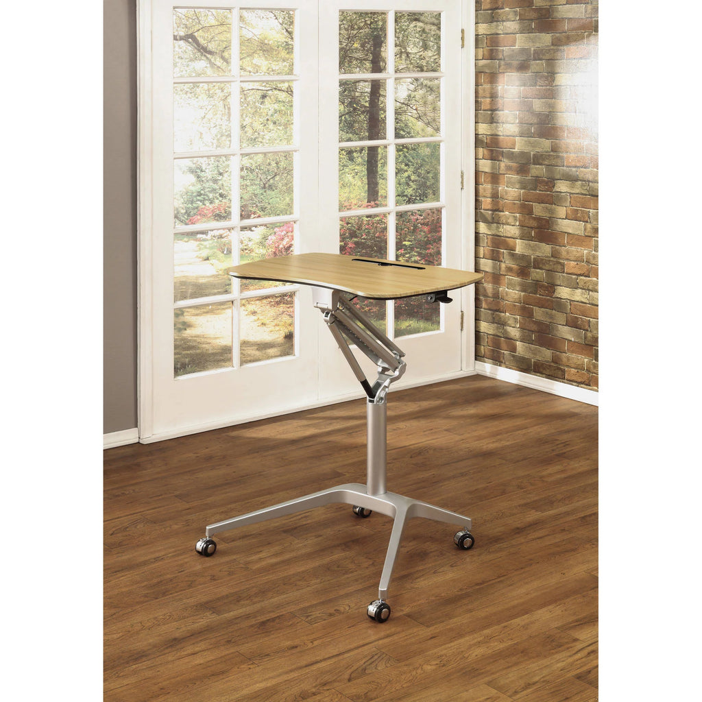 Height Adjustable Steel and Maple Mobile Desk B58956