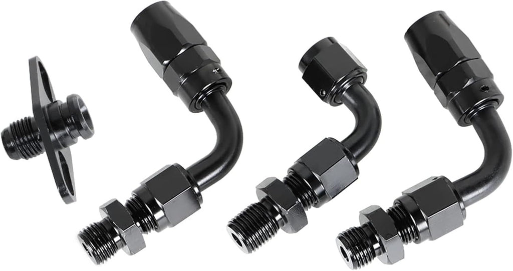 Black Fuel Line Hose Fitting Connectors Kit with Fuel Rail Regulator and Gauge L222797