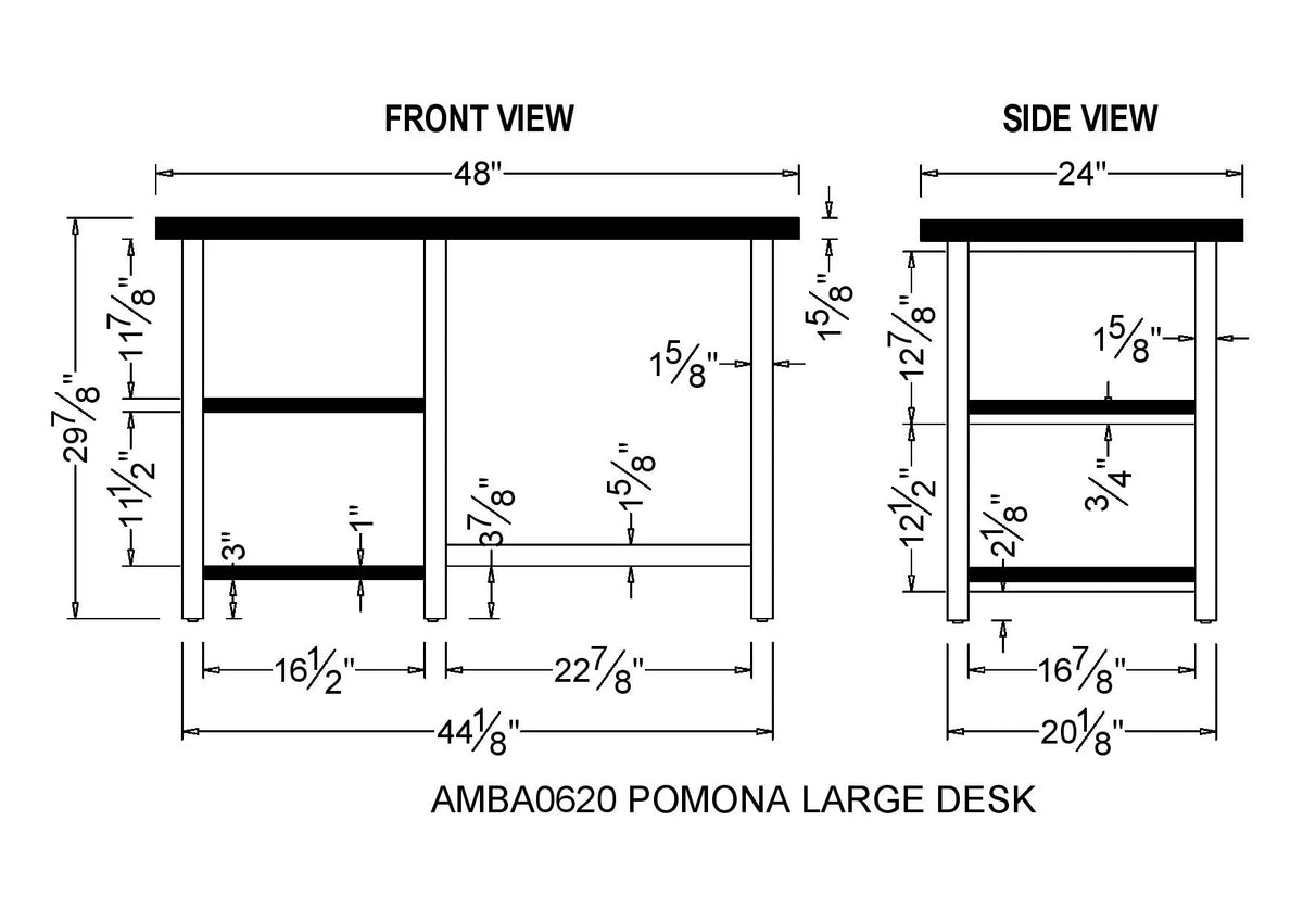 Metal and Solid Wood Desk with 2 Shelves H439