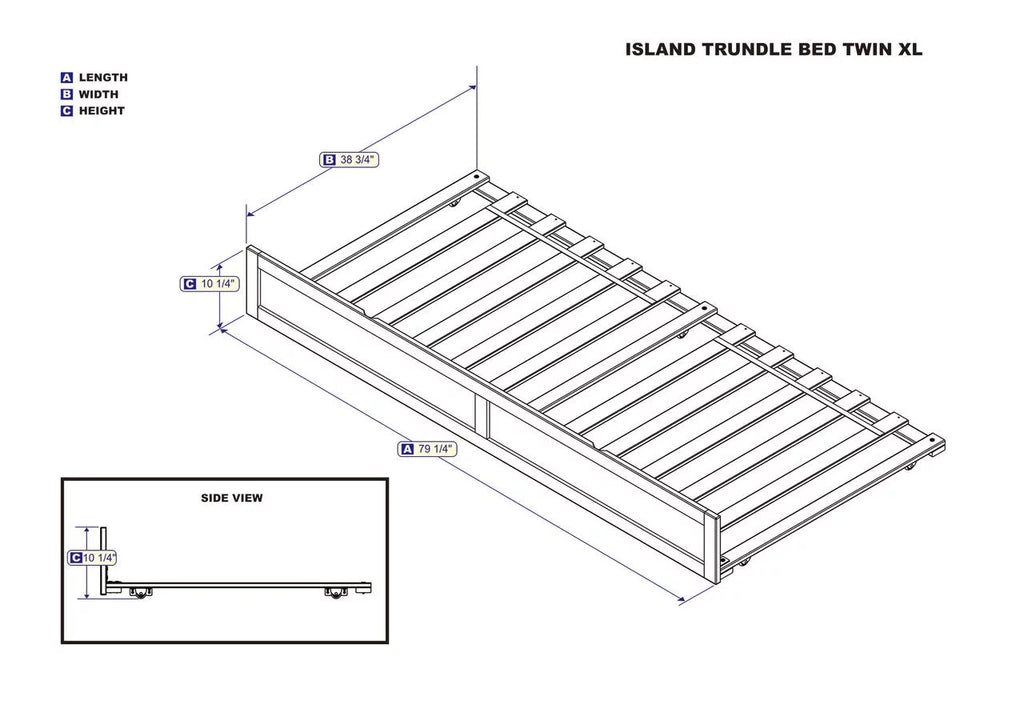 Twin XL Wood Trundle Bed Frame with Slat Supports, Espresso L9561