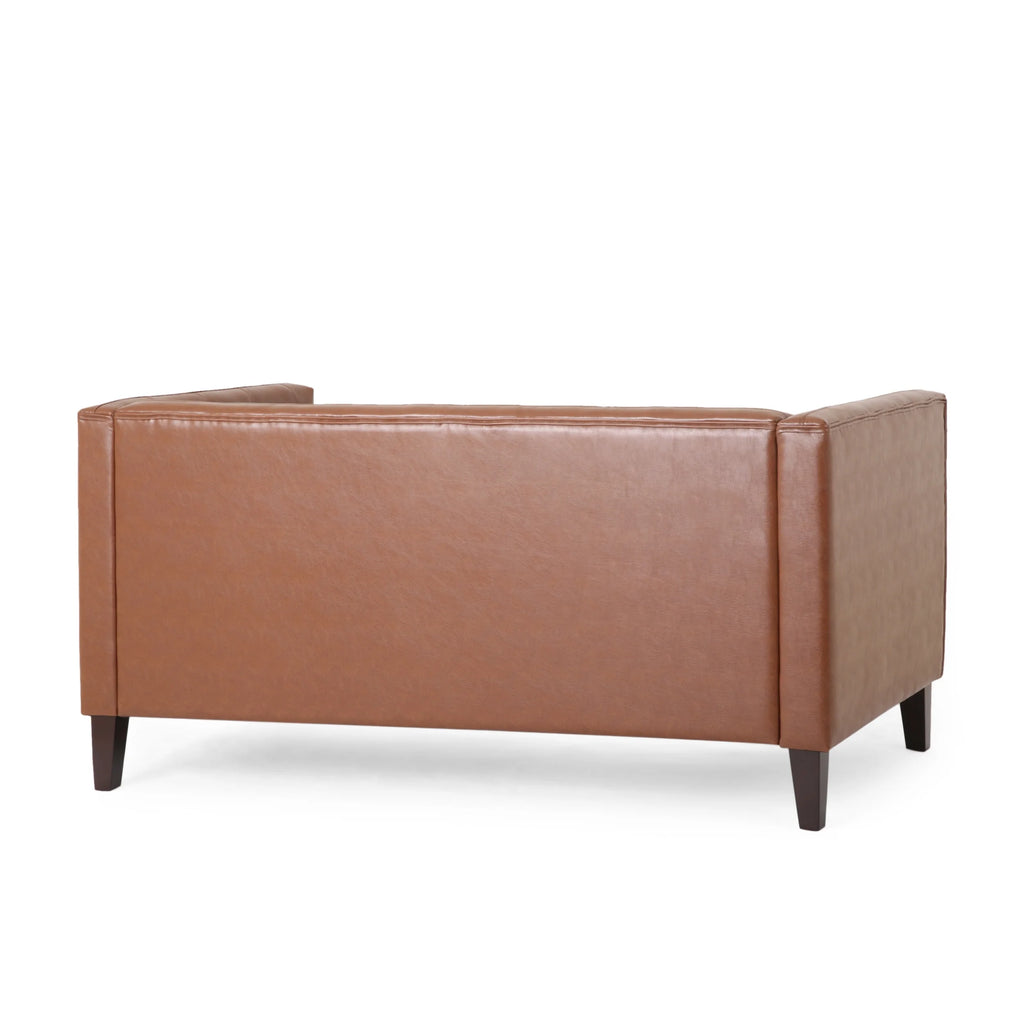 Cognac Brown Loveseat S2217