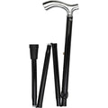 Chrome Plated Slim Line Walking Cane with Folding, Adjustable Black Aluminum Shaft E564054