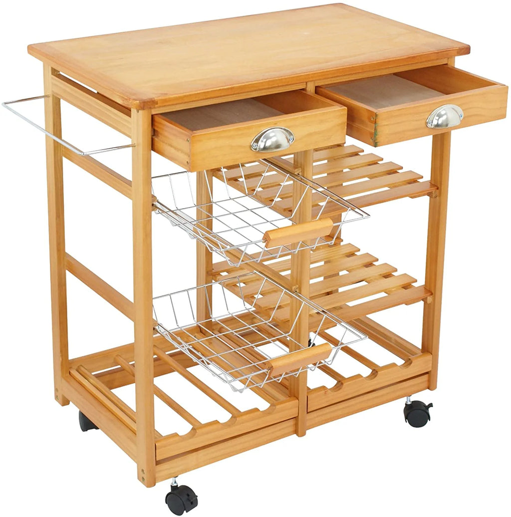 Kitchen Cart Island Rolling Wooden Storage Trolley Q4085