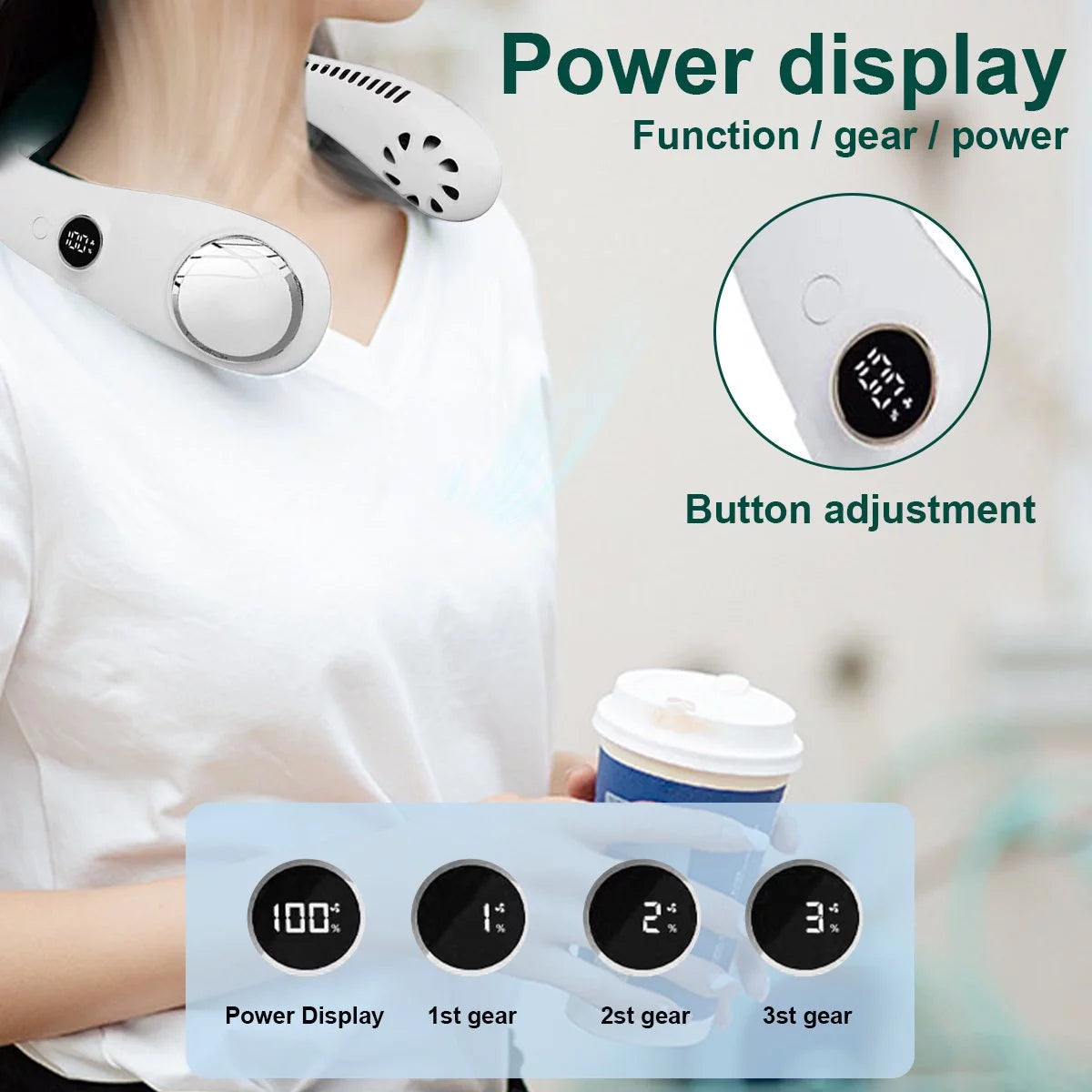 White Portable Neck Fan B141