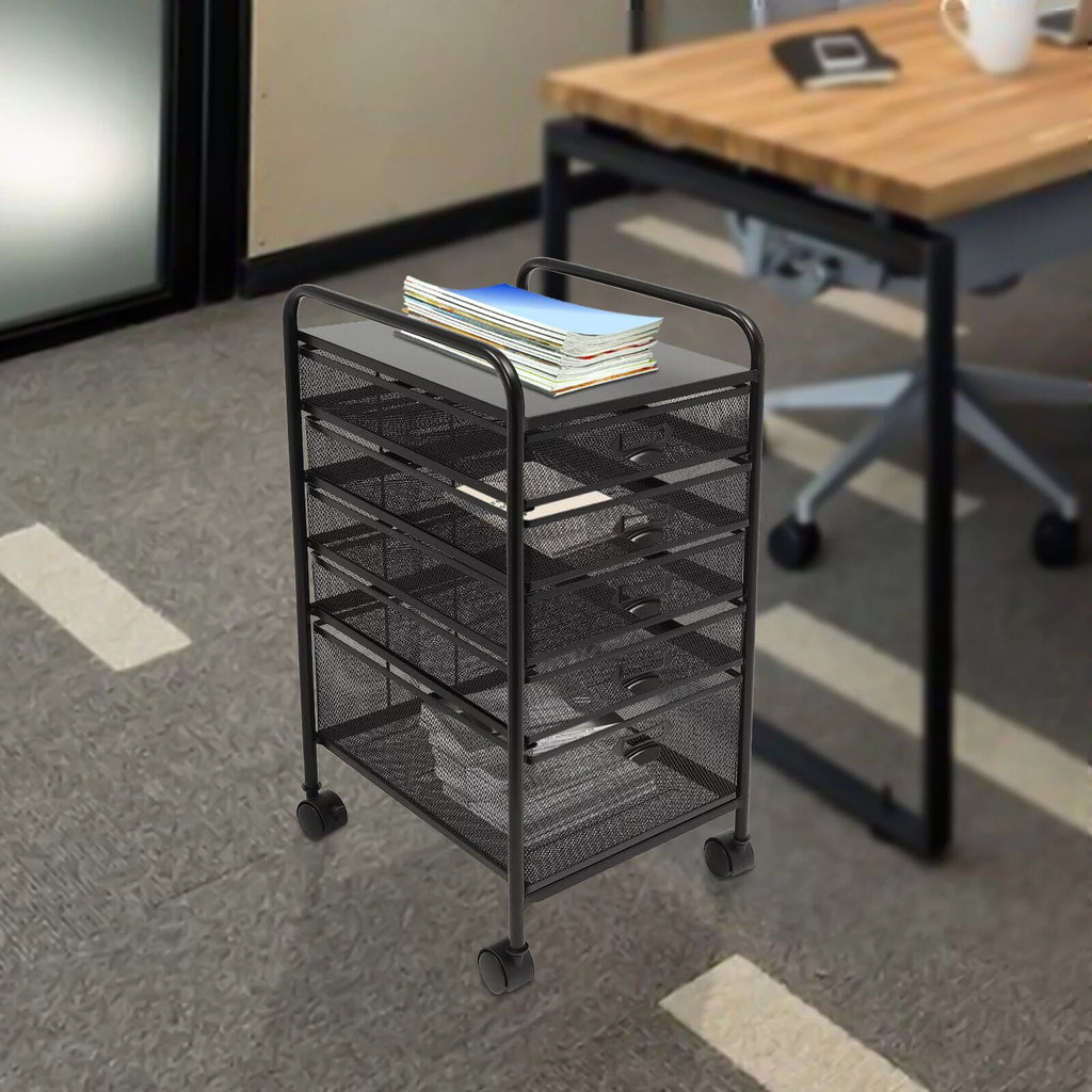 Metal 5 Drawers Rolling File Storage Cabinet with Wheels B534