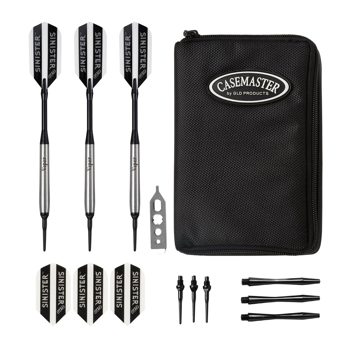 Sinister Tungsten Soft Tip Darts and Dart Case F180