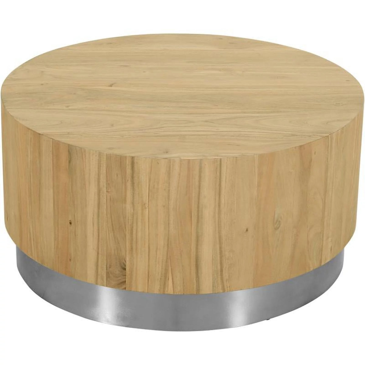 Round Modern Wood Coffee Table with Metal Base C1598
