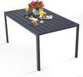 51x31 Black Metal Outdoor Dining Table with Umbrella Hole N33606