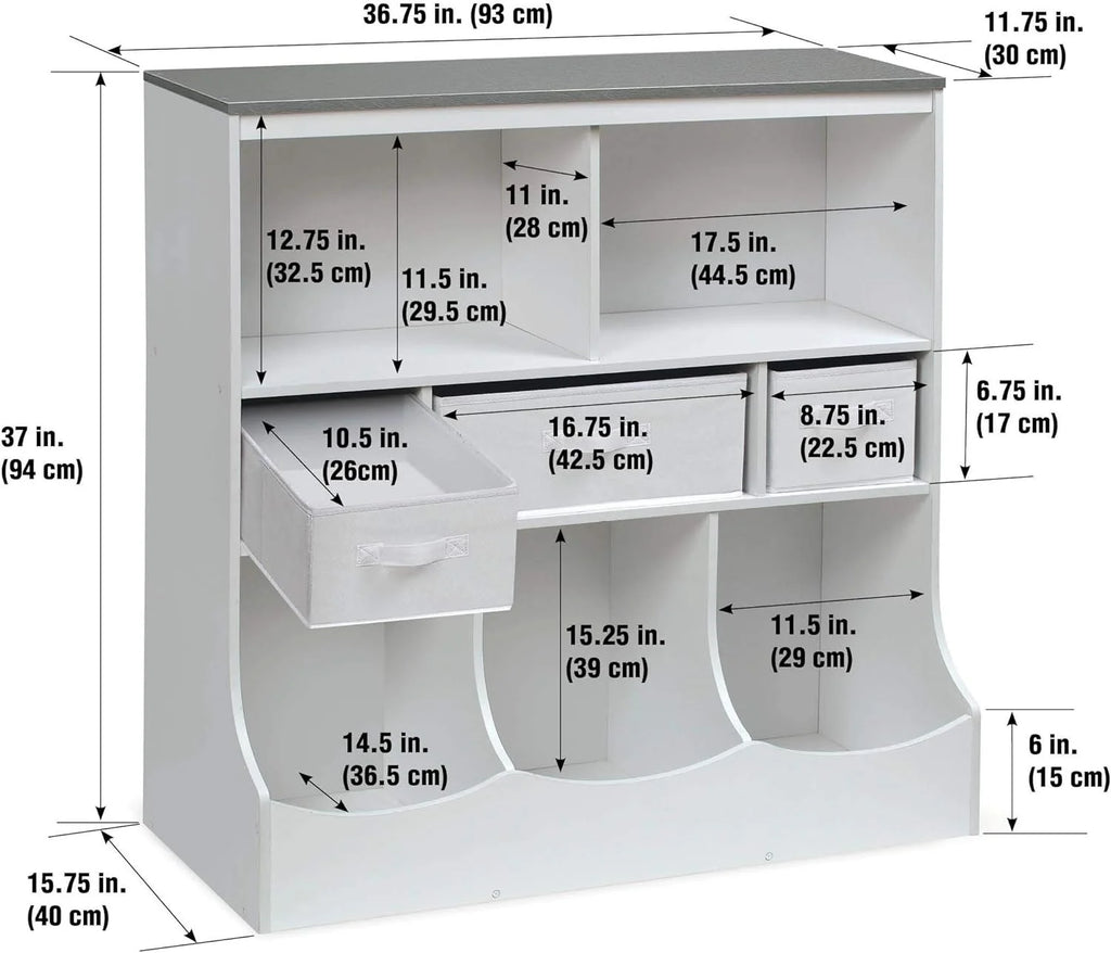 Toy Storage Unit and Book Shelf with 3 Baskets H7078