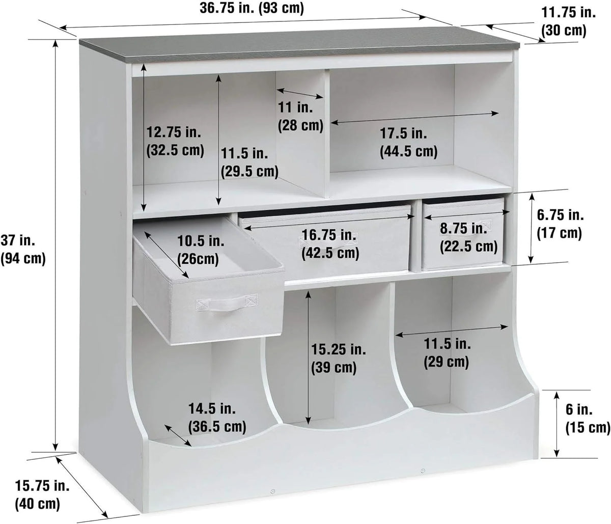 Toy Storage Unit and Book Shelf with 3 Baskets H7078