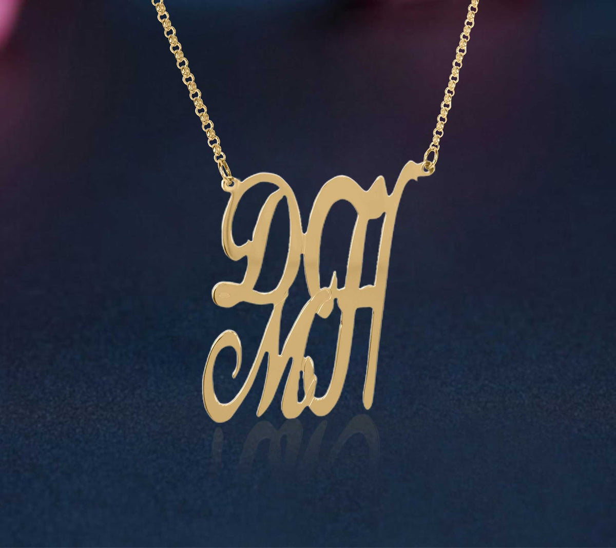 Script Stack Initial Necklace in 14K Gold-Plated Sterling Silver W6192