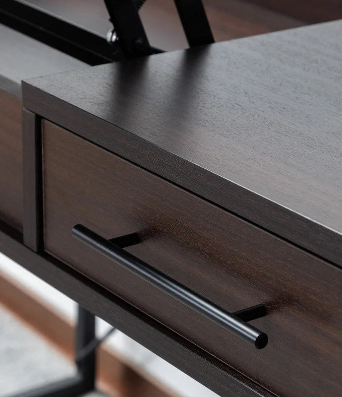 Dark Brown Wood Lift Top Desk with Drawer B4685
