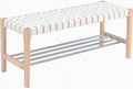 Brown Woven Straps Entryway Bench I3080