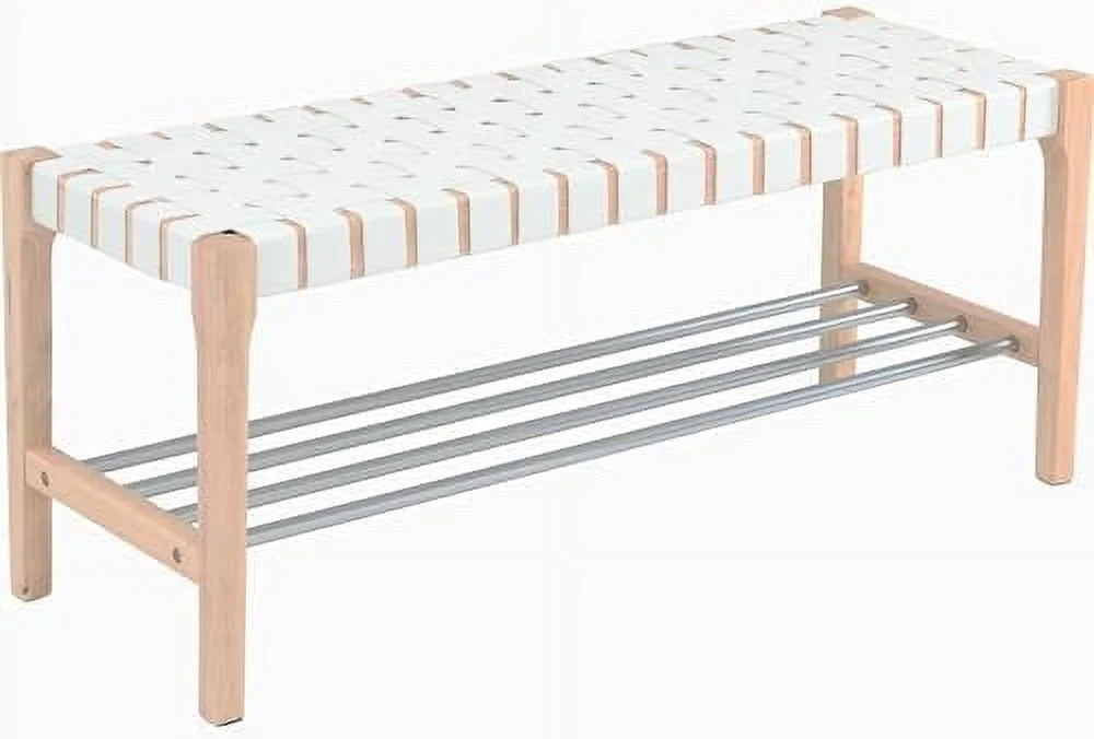 Brown Woven Straps Entryway Bench I3080
