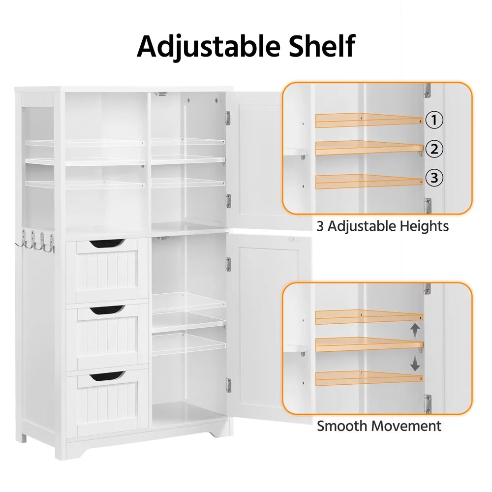 White 3 Drawer Wooden Bathroom Storage Cabinet O7510