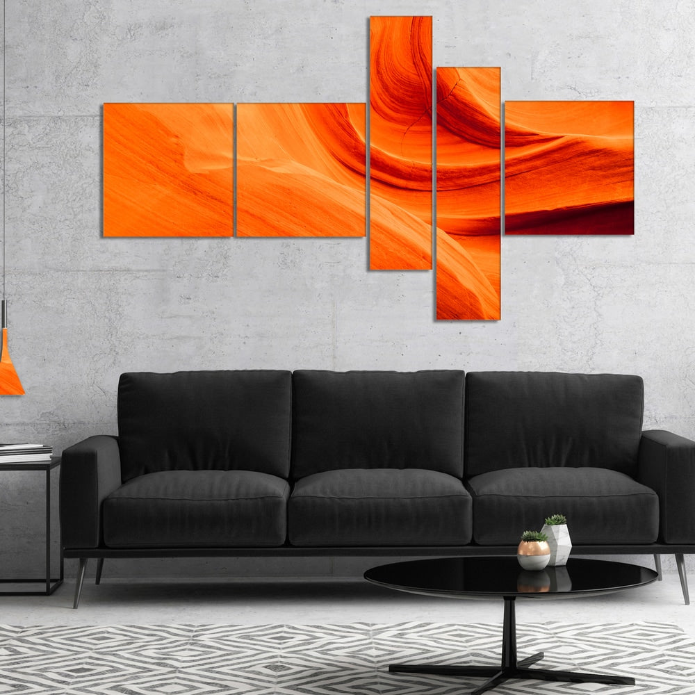 Orange Upper Antelope Canyon Landscape Photography Canvas Print 60 in. wide x 32 in. high - 5 Panels O74636