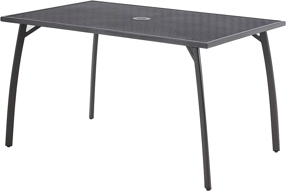 51x31 Black Metal Outdoor Dining Table with Umbrella Hole N33606