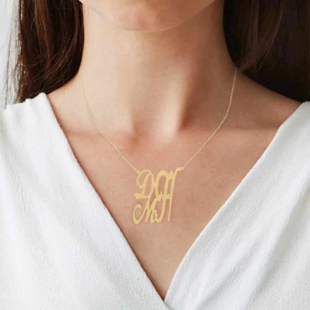 Script Stack Initial Necklace in 14K Gold-Plated Sterling Silver W6192