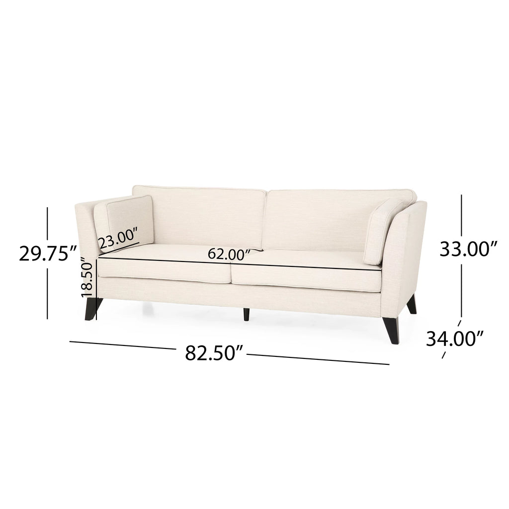 Beige and Dark Brown Fabric 3 Seater Sofa O94196