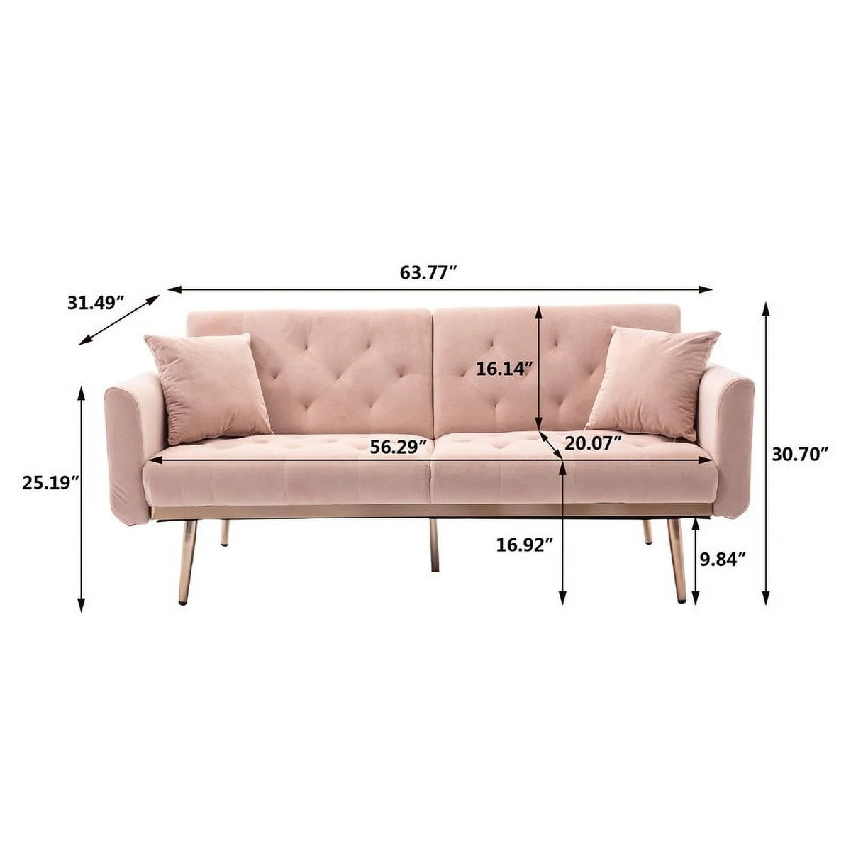 Pink Velvet Folding Sofa S147274