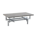 Gray Wood Coffee Table with Stainless Steel Base V63910