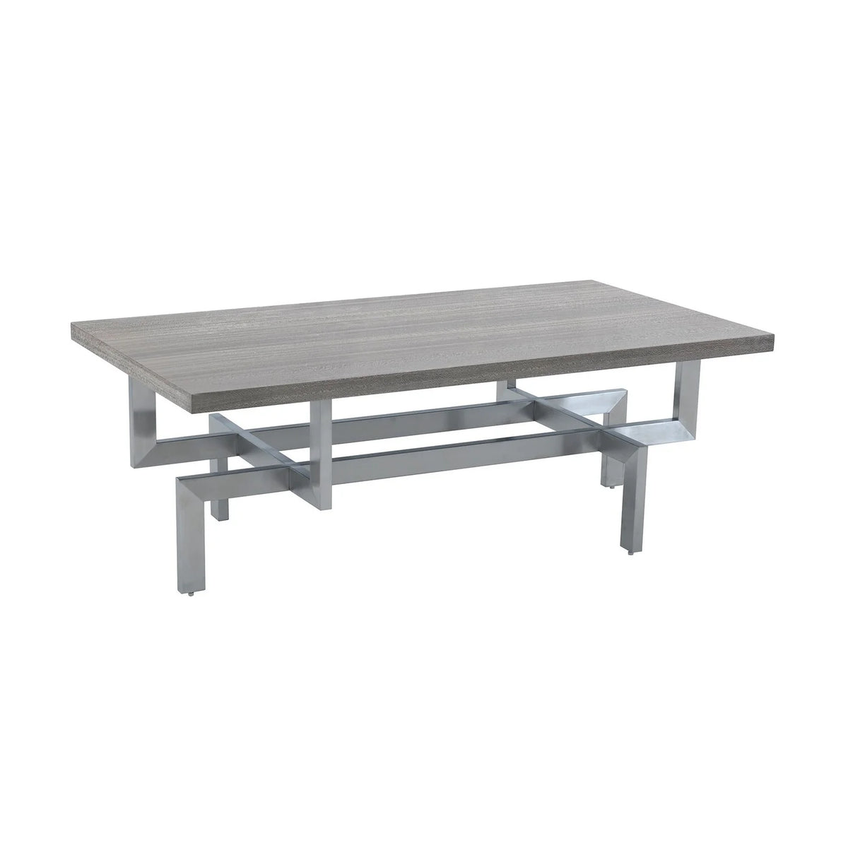 Gray Wood Coffee Table with Stainless Steel Base V63910