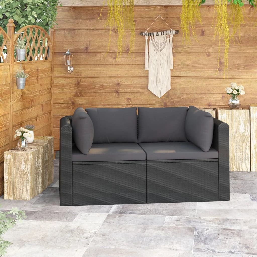 2 Piece Poly Rattan Patio Sofa Set with Cushions Y666
