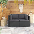 2 Piece Poly Rattan Patio Sofa Set with Cushions Y666