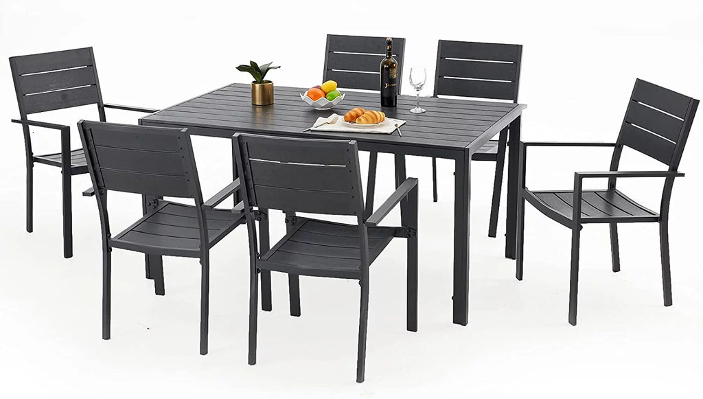 51x31 Black Metal Outdoor Dining Table with Umbrella Hole N33606