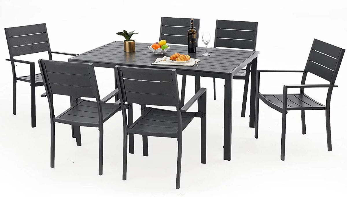51x31 Black Metal Outdoor Dining Table with Umbrella Hole N33606