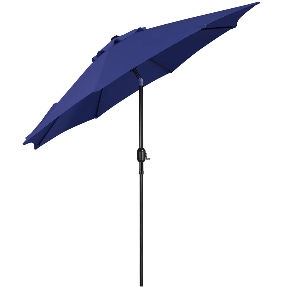 9FT Patio Umbrella with Push Button Tilt and Crank, Navy Blue E487