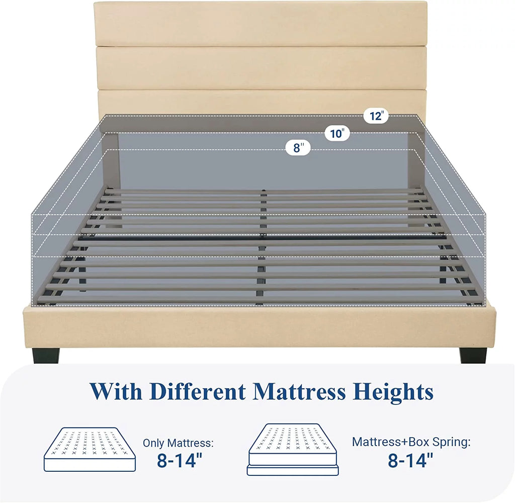 Queen Size Fabric Upholstered Platform Bed Frame Z369763