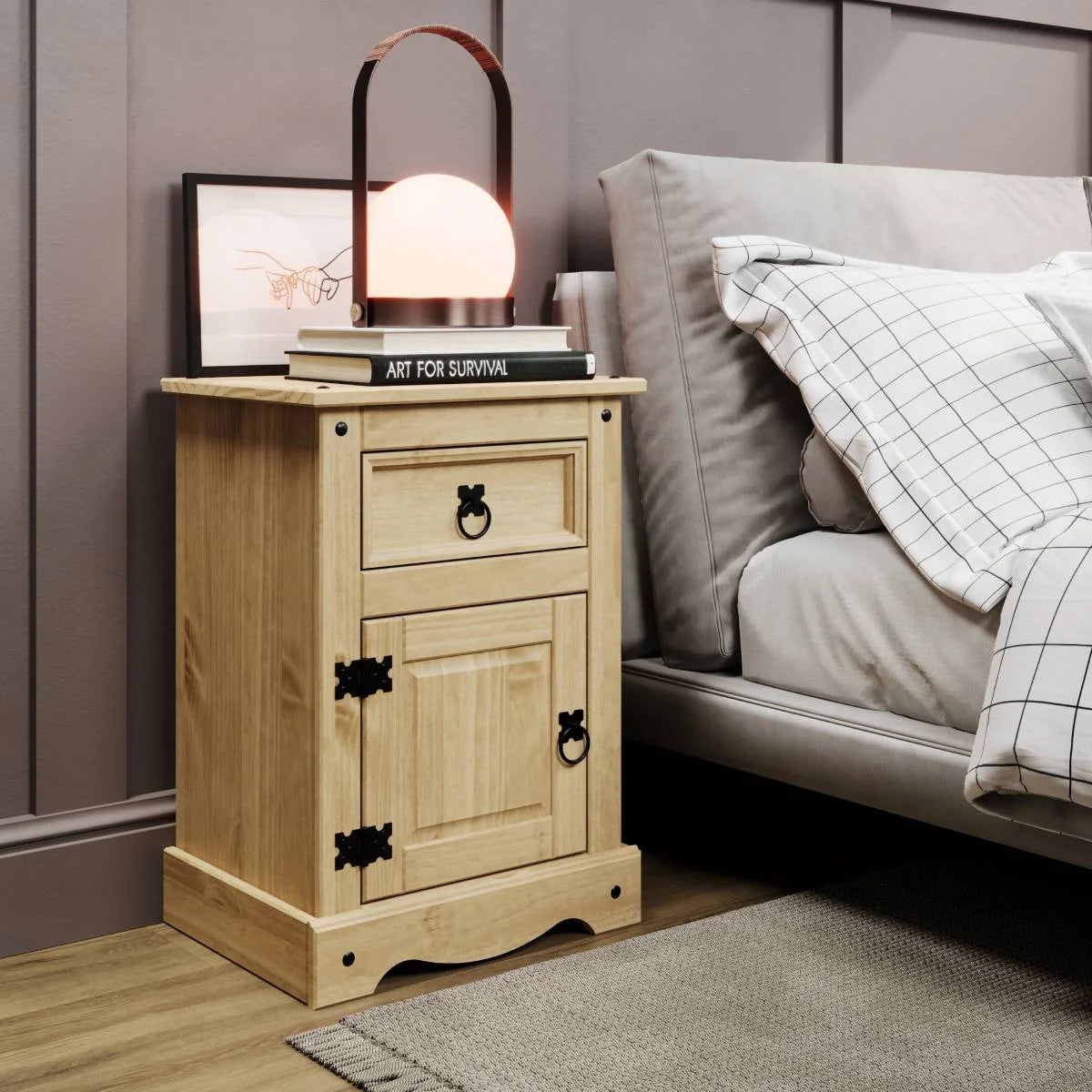 Wood 1 Door 1 Drawer Nightstand A634